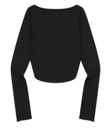 SERDIN SHIRRING SNAP BUTTON CROP CARDIGAN (2COLOR)