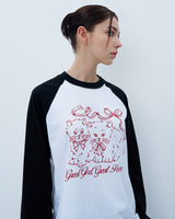 RIBBON CATS CROP LONG SLEEVE-BLACK