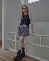ethnic lace hoodie sleeveless / black