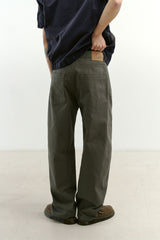 Semi Curved Herringbone Twill Pants (Khaki)