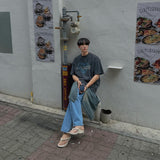 ASCLO Lung Semi Wide Cut Denim Pants