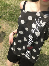 シンクルドットワンショルダーショートスリーブTシャツ (4c)