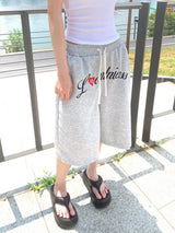 Y2K Ease Lettering Bermuda Pants (Gray)