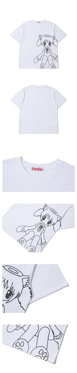 キャットガールTシャツ - ホワイト