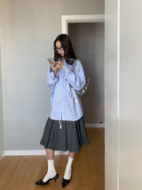 Blue Stripe Loose Fit Long Sleeve Shirt
