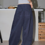 Thermel back pocket wide cotton pants