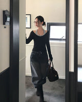Yami Ribbed Deep V-Neck Knit
