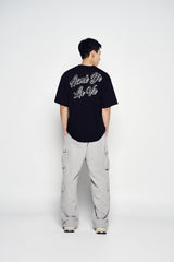 25SS OUTLINE SCRIPT LOGO SHORT SLEEVE T-SHIRT BLACK
