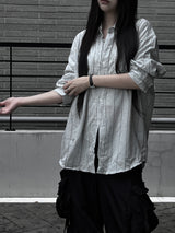 [unisex] オーバーフィットストライプシャツ (2color)
