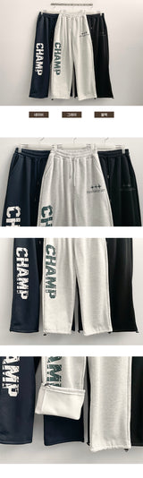 Bump Lettering wide string napping banding wide pants