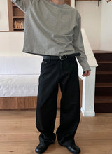 [Unisex] ハンドコーティングワイドデニムパンツ