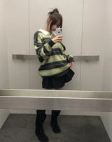 リッツカラーマッチングカラーストライプブラッシュニット