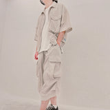 street shape shortsleeve zipup_beige