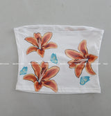 Flower Cropped Printed Tube Top