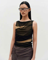Mesh Layered Sleeveless _ BLACK