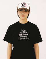 カーリーテキストTシャツ - ブラック