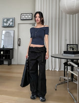 Toe ストライプアンバランスショルダーショートスリーブ