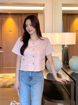Meble Round Short Sleeve Tweed Jacket