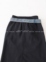 denim coloring belt SET maxi long skirt