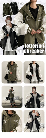 53 Big Lettering Windbreaker Hooded Jumper