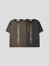 Smoke stripe slim half-sleeves 2color