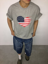 09 フラッグ セミクロップド ショートスリーブ Tシャツ(4c)