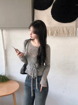 See-through Bustier Layered Strap Wool Knit (5color)