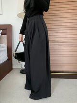 Grace Two-Tuck Button Wide Long Slacks