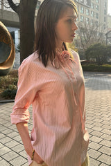 ブローチストライプシャツ_PINK