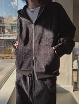 Dets two way velvet hoodie zip-up