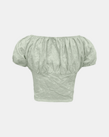 Lace Shirring Mint Blouse