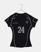 Mune number Printed V-Neck Short Sleeve T-shirt