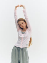Halter Button T-Shirt (Pink)