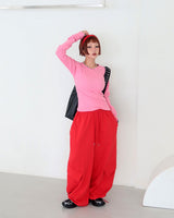 Jelly vivid V-neck Long-sleeved T-shirt