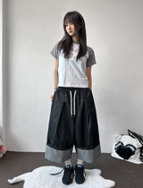 Rolling Overalls Balloon Wide Bermuda 2Color