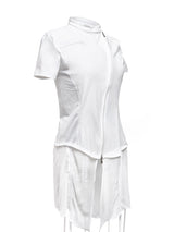  CURVED ZIP-UP SHIRT WITH LAYER . WHITE