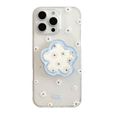 サマーブルーフラワーミラースタンド iPhone ケース