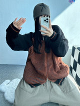 カラーブロックラグラン2ウェイジップアップ🤎🖤🩶🤍 - 3 カラーズ