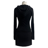 Envy strap hood long sleeve mini wrap dress (3 colors)