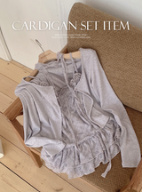 BN Check Frill Bustier + Cardigan + Tie Set (3color)
