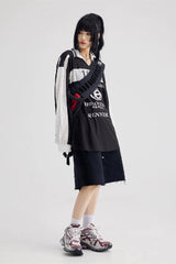 メッシュカラープリンティド長袖Tシャツ