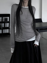 layered see-through long sleeve T (4color)