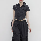Pias denim cropped shirt