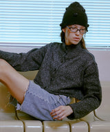 Boucle Turtleneck Cardigan (CHARCOAL)