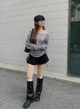 [Skirt Pants] Mendy Button Pleats Mini Skirt