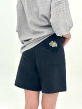 3RD リオーダーヒップポケット刺繍ブラックデニムショーツ ロング code 25106
