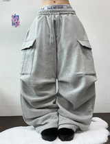 フリース ❤カーゴパラシュートツーピンタックワイドボトンパンツ🖤🩶2カラー