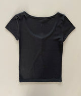 ソミラウンドネック / UネックボタンキャップスリーブショートスリーブTシャツ (3 Colors)