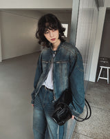 オーシャンウォッシュサイドカットデニムパンツ