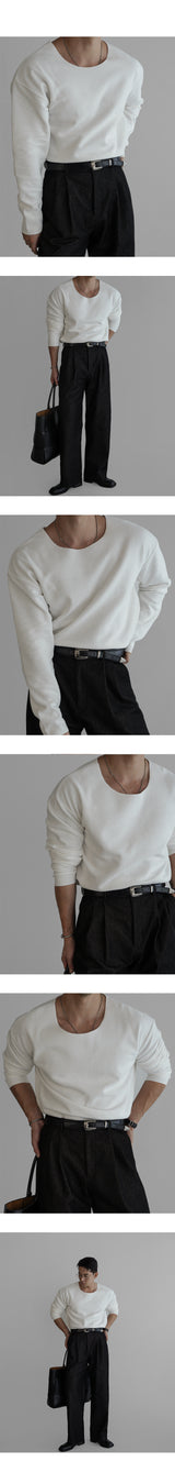 コットンボートネックニットTシャツ [Ivory]